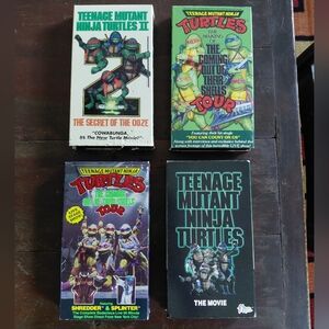 4 Vintage 90s VHS cassettes TMNT Teenage Mutant Ninja Turtles movies